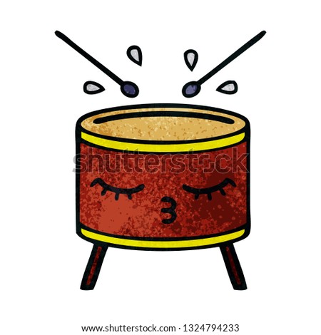 retro grunge texture cartoon of a drum