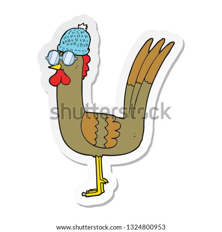 sticker of a cartoon chicken wearing disguise