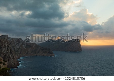 Mallorca sea scape at the evening