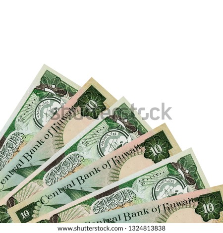 Corner of Kuwaiti 10 Dinar Banknotes for background.