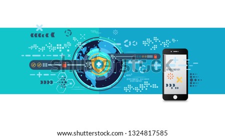 technology science digital protection network data cyber security concept. illustration vector.