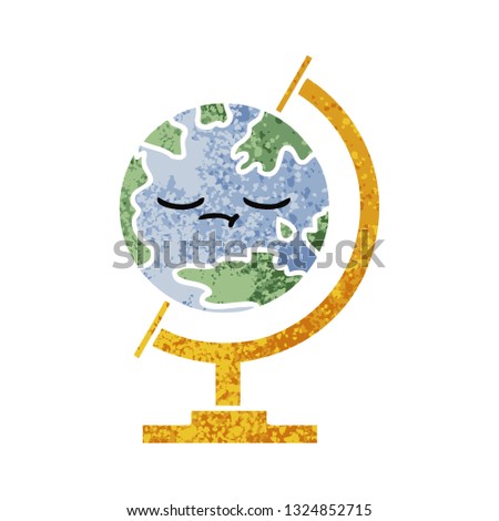 retro illustration style cartoon of a globe of the world