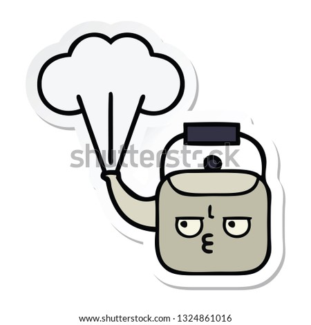 sticker of a cute cartoon steaming kettle