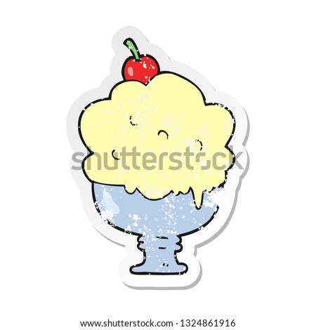retro distressed sticker of a cartoon ice cream