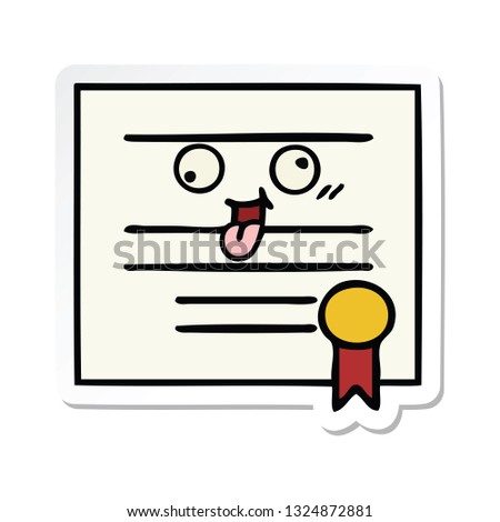 sticker of a cute cartoon graduation diploma