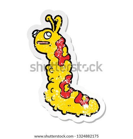 distressed sticker of a funny cartoon caterpillar