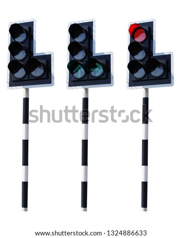 Traffic light signs isolated on white background. This has clipping path.                               