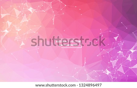 Abstract Purple pink Polygonal Space Background with Connecting Dots and Lines.  Connection structure and science background. Futuristic HUD design.