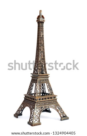 Eiffel Tower golden isolated on a white background. This has clipping path