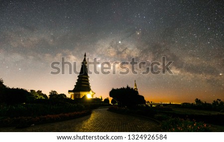 Temples, stars and night sky