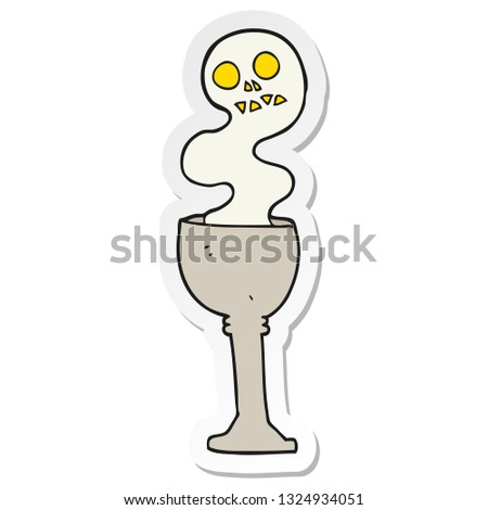 sticker of a cartoon spooky halloween goblet