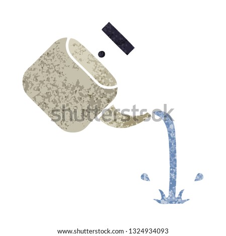 retro illustration style cartoon of a pouring kettle