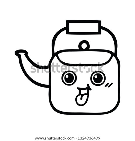 line drawing cartoon of a kettle