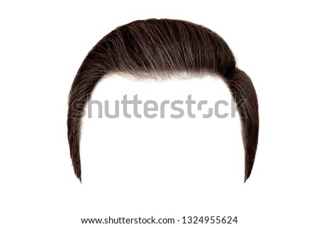 Classic men hairstyle. Brown hair isolated on white background