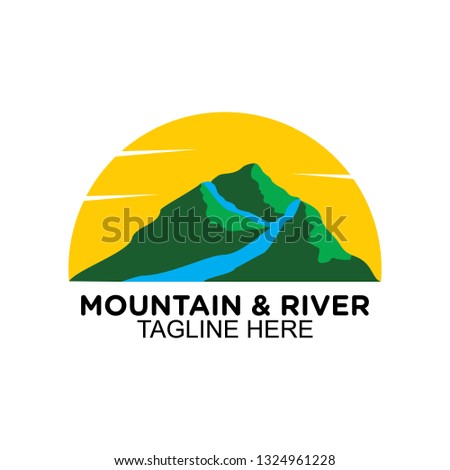 Mountain and river logo, clip art vector
