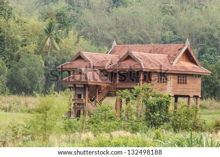 Traditional Thai house in forest