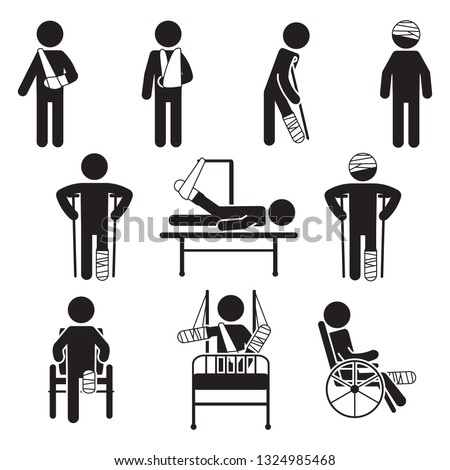 Injured people icon set. Vector. Royalty-Free Stock Photo #1324985468