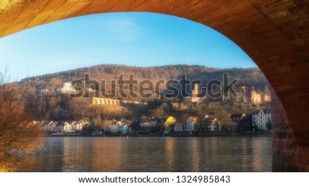 Heidelberg, Germany, famous castle and downtown at river Neckar