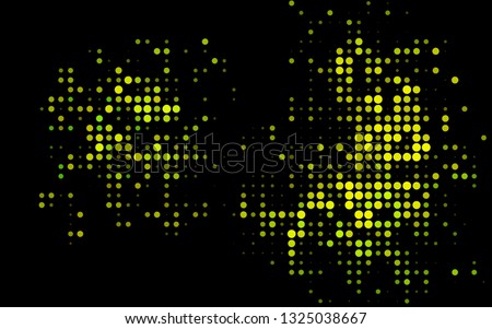 Dark Green, Yellow vector backdrop with dots. Beautiful colored illustration with blurred circles in nature style. Design for business adverts.