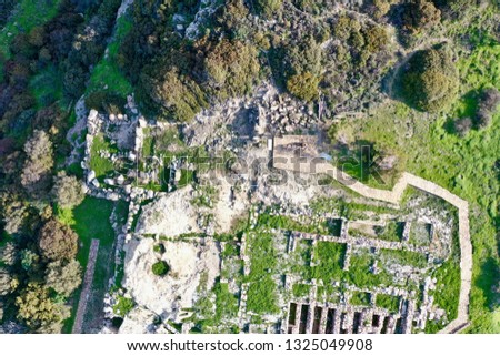 Minoan site at Petras close to the town of Sitia, Crete overlooking the sea from a small plateau. There is evidence that a palace got built and houses. Inscriptions like the Minoan axe can be found