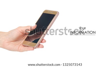 Mobile phone smartphone in hand pattern on white background isolation