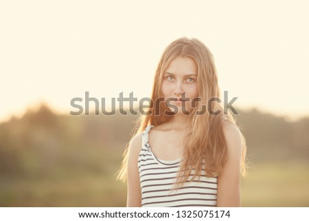 Portrait of Beautiful young girl, outdoor, summer