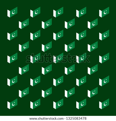 23rd March. Happy Pakistan Day or Pakistan Resolution Day. Flags Pattern on Green Background - Vector Illustration