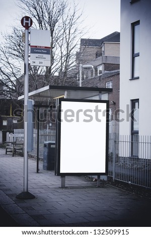 Blank sign at bus stop