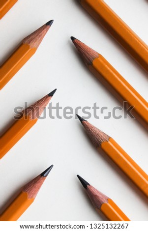 Graphite pencils on white background