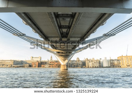 Looking across the River Thames from underneath the millennium bridge