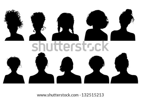 Women heads silhouettes Royalty-Free Stock Photo #132515213