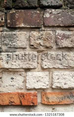 Old weathered brickwork, texture, closeup