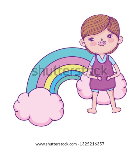 little boy with rainbow kids zone