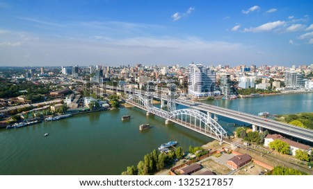 Aerial view of Rostov-on-Don and River Don. Russia Royalty-Free Stock Photo #1325217857