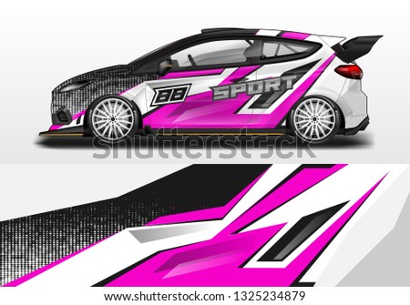 Car wrap decal design vector. Graphic abstract background kit designs for vehicle, race car, rally, livery, sport eps 10 