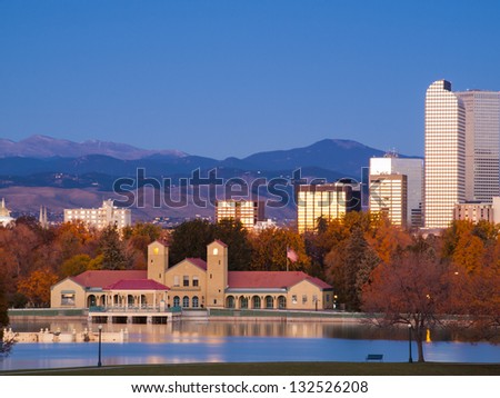 Sunrise over downtown Denver in late Autumn.