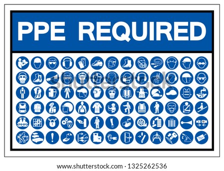 PPE Required Set Symbol Sign, Vector Illustration, Isolated On White Background Label .EPS10