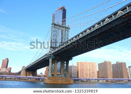 View of the manhattan bridge from the east river