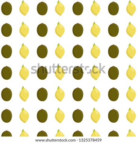 Pattern of Lemon and Kiwi. Suitable for fabric design, covers, gift wrap