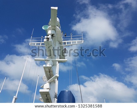 Radar of ship and sky cloud background.