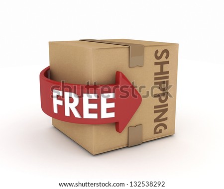 3D free shipping cardboard isolated