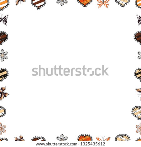 Vector Background seamless pattern with hand drawn Frame doodle. Doodle frame consists of black, white and brown border. Seamless.