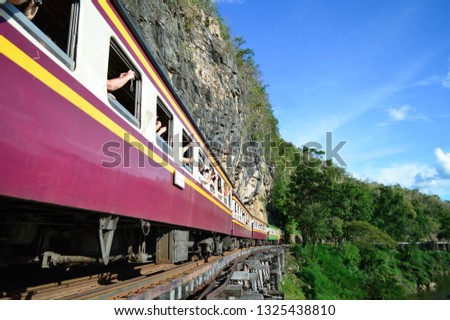 The death railway to Tham Krasae bridge, Kanchanaburi, Thailand.