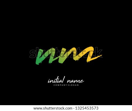 N M NM Initial brush logo template vector