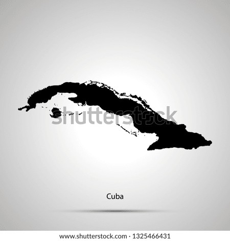 Cuba country map, simple black silhouette