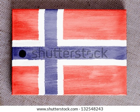 Norway. Norwegian flag painted over wooden board