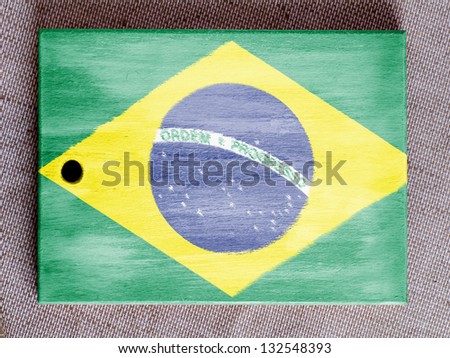 Brazil. Brazilian flag  painted over wooden board