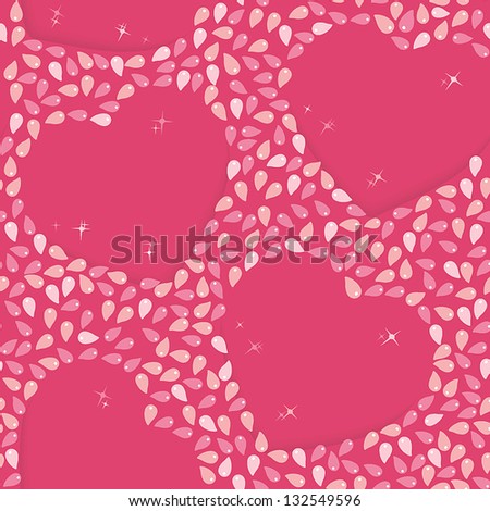 Vector Seamless pattern with stylized linear hearts. Retro decor illustration
