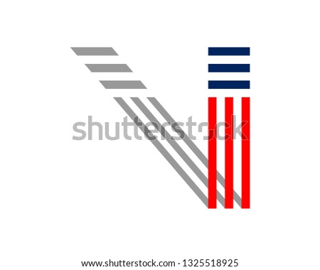 striped alphabet initial "i" typography logo design