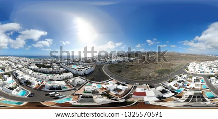 360 degree sphere panoramic aerial photo taken in the beautiful Lanzarote in Spain one of the Canary islands.